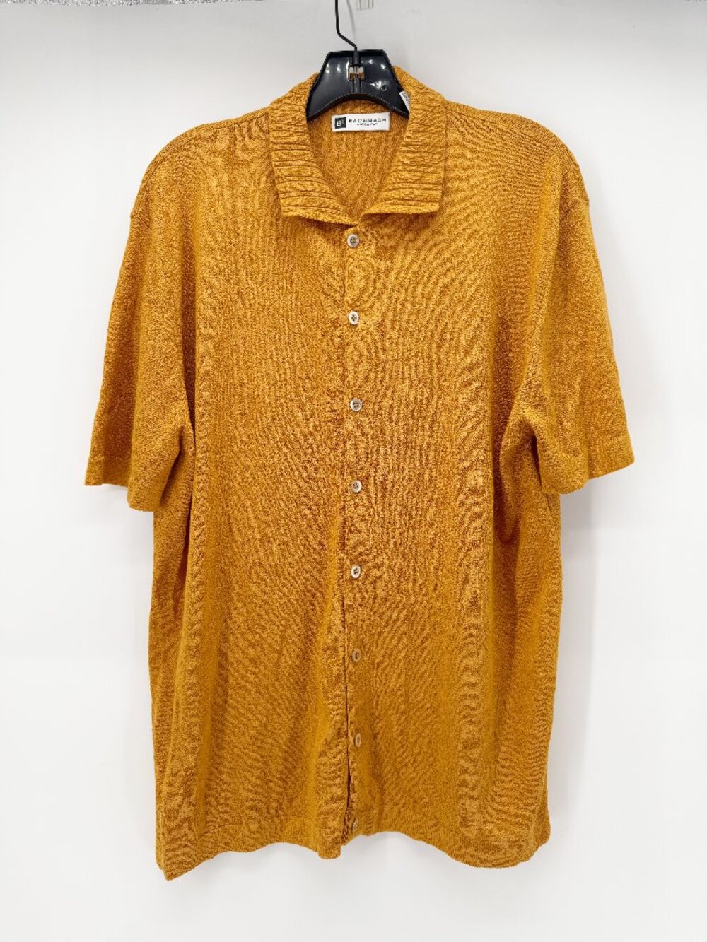 BACHRACH Italy Men's Knit Polo Button Down SS Shirt M